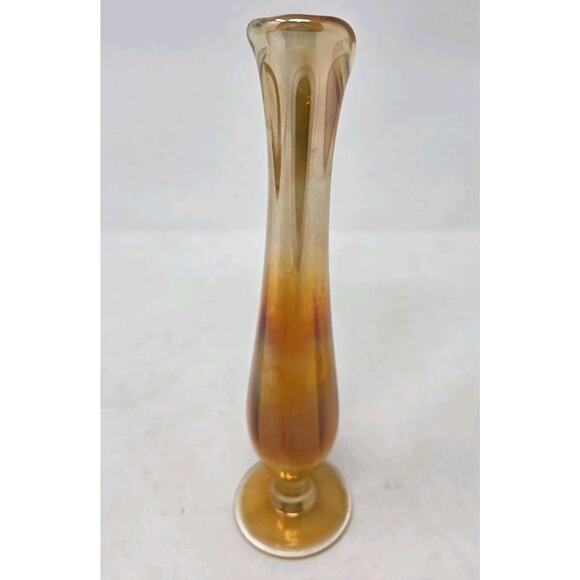 Vintage Swung Carnival Glass Vase Marigold Orange 12" - Picture 5 of 14